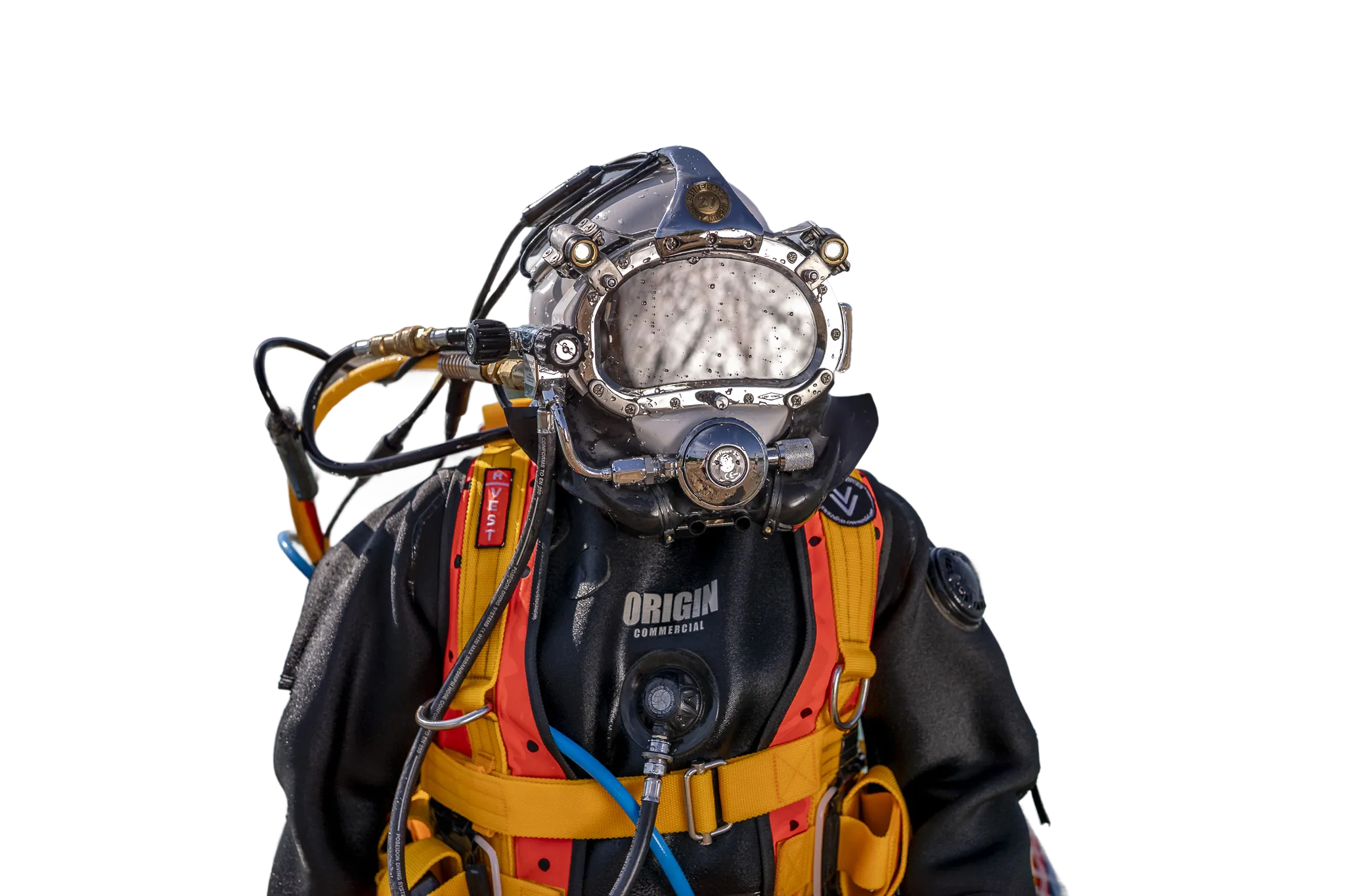 Professional commercial diver in full equipment