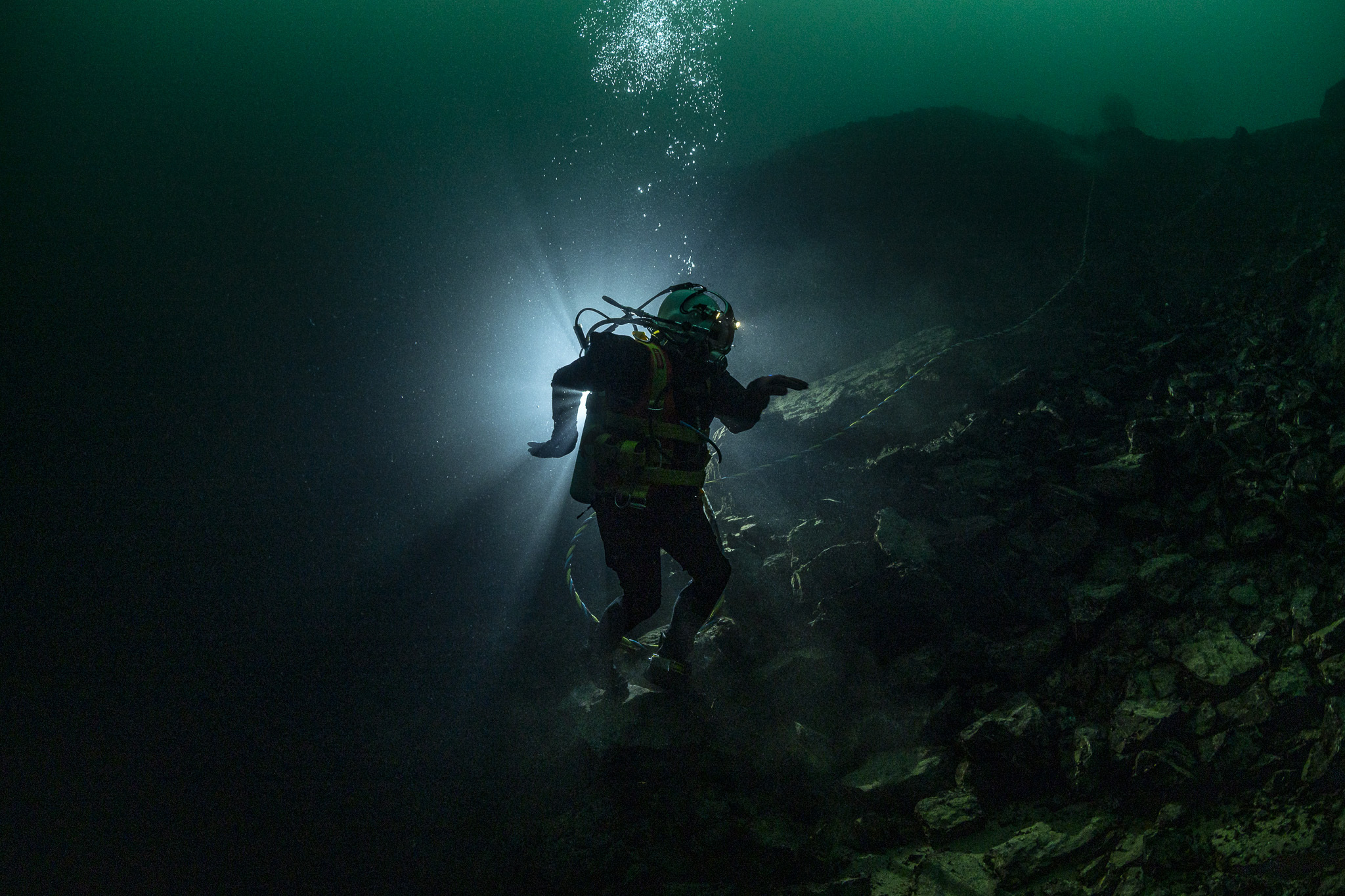 Commercial diver underwater